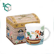 Creative design treasure box shape colorful printing mug gift box with insert